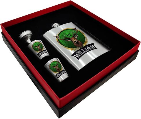 Custom Meister 8oz Hip Flask Set, Personalized Deer Hip Flask with 2pcs Custom Shot Cups, Stainless Steel Hip Flask Set, Birthday Gift, Gift for Dad, Father's Day Gift, Groomsmen Gift in Saudi Arabia