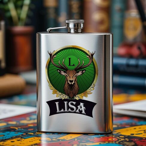 Custom Meister 8oz Hip Flask Set, Personalized Deer Hip Flask with 2pcs Custom Shot Cups, Stainless Steel Hip Flask Set, Birthday Gift, Gift for Dad, Father's Day Gift, Groomsmen Gift in Saudi Arabia
