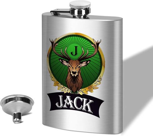 Custom Meister 8oz Hip Flask Set, Personalized Deer Hip Flask with 2pcs Custom Shot Cups, Stainless Steel Hip Flask Set, Birthday Gift, Gift for Dad, Father's Day Gift, Groomsmen Gift in Saudi Arabia