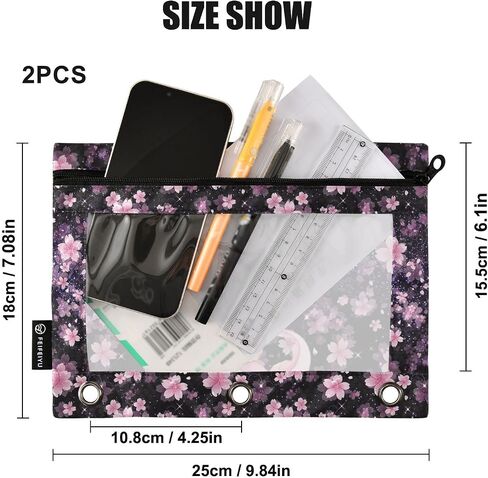 Axolotl Pencil Pouch For 3 Ring Binder Clear Window Pencil Case For 3 Ring Reinforced Grommets With Zipper, 2 Pack in Saudi Arabia