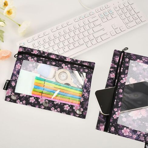Axolotl Pencil Pouch For 3 Ring Binder Clear Window Pencil Case For 3 Ring Reinforced Grommets With Zipper, 2 Pack in Saudi Arabia