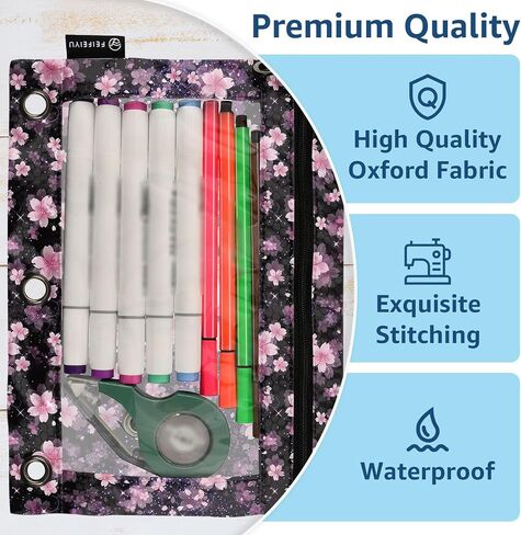 Axolotl Pencil Pouch For 3 Ring Binder Clear Window Pencil Case For 3 Ring Reinforced Grommets With Zipper, 2 Pack in Saudi Arabia