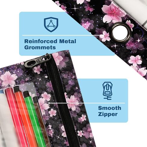 Axolotl Pencil Pouch For 3 Ring Binder Clear Window Pencil Case For 3 Ring Reinforced Grommets With Zipper, 2 Pack in Saudi Arabia