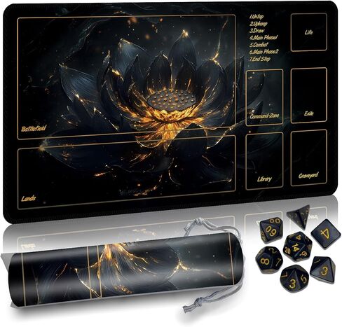 MTG Mat TCG DND Playmat with Storage Bag & 7 Dice | Waterproof Non-Slip Surface | Premium Edge-Locking Design | Play Mat with Zones for Magic Playmat Gaming Mat (Monster) in Saudi Arabia