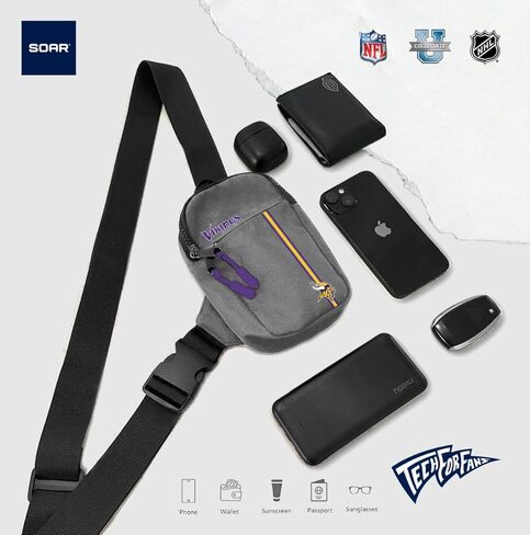 SOAR Unisex Crossbody Tech Adjustable Strap Travel Backpack Officially Licensed NFL, Mini Sling Bag in Kuwait