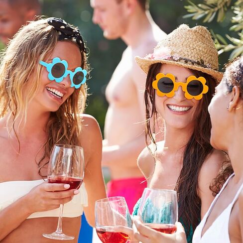نظارات شمسية من SUNOVELTIES مكونة من 8 قطع للبالغين على شكل زهرة مستديرة مقاس 5.7 بوصة نظارات نسائية على شكل زهرة لطيفة في الهواء الطلق على الشاطئ وحمام السباحة والحفلات in Kuwait