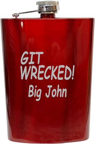 8OZ Git Wrecked Flask - BLACK, RED, STAINLESS, OR 6OZ LEATHER (Not Personalized, 8OZ BLACK) in Saudi Arabia