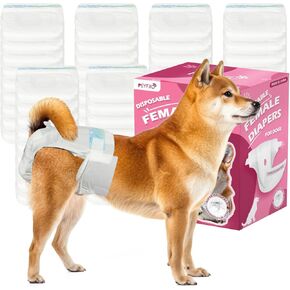 Disposable Dog Diapers, Female Dog Diapers for Heat Cycle Protection, Super Absorbent & Adjustable, for Excitable Urination, Incontinence & Potty Training, X-Small, 40 Count