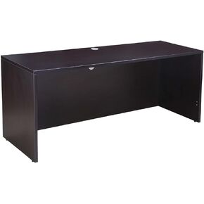 Mocha Executive Office Credenza Shell Rectangular Desk Modular Workstation Laminate Finish Professional Furniture Durable Structure Scratch Resistant Surface Straight Edge Classic Appearance