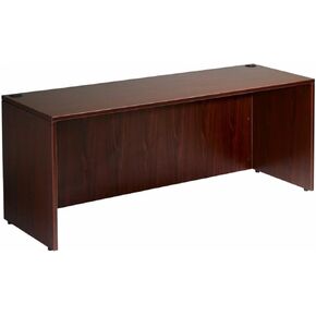 Mahogany Executive Office Credenza Shell Workstation Desk Modular Configuration Straight Edge Rectangular Design Professional Furniture Commercial Grade Laminate Finish Scratch Resistant