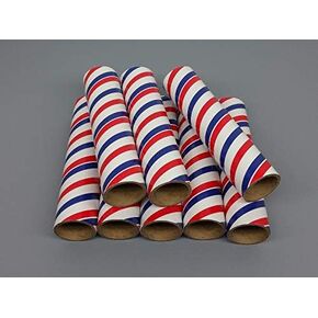 10pc Firework Cardboard Tubes PYRO Red/White/Blue 1-1/4" x 6" x 3/32"