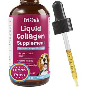 Liquid Collagen Supplement Drops for Dogs: Hip & Joint Support, Skin & Coat Health, Itch Relief in One Daily Supplement with Bioactive Collagen Peptides - Pure Formula Support for All Dog Sizes & Ages