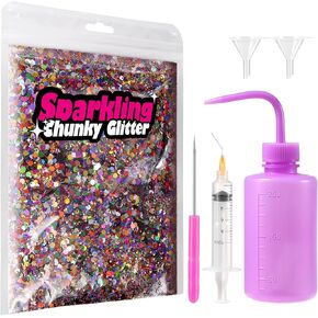 Rainbow Glitter, Snow Globe Tumbler Supplies with Chunky Glitter, Snowglobe Tumbler Supplies Kit for DIY Rainbow Glitter Snow Globe Tumbler Craft