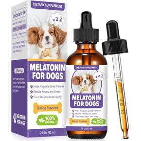 Melatonin for Dogs,Dog Sleep Aid,Calming for Dogs,Melatonin for Sleep Relieves Anxiety and Stress in Dog, Helps Calm and Restful Sleep,Bacon Flavor