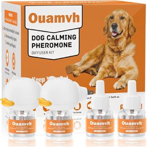 Dog Pheromone Calming Diffuser:Relaxing Solution for Stress and Anxiety in Dogs, Reducing Scratching and Barking Behaviors in Puppies, Medium, and Large-Sized Dogs 2 Diffuser 4 Refill