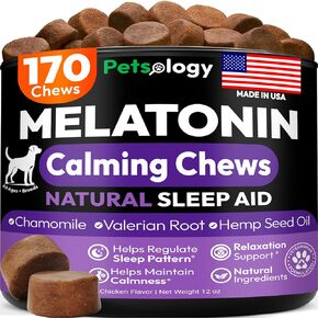 Advanced Melatonin for Dogs - 170 Dog Melatonin Calming Chews for Small and Large Dogs - Natural Dog Sleep Aid, Puppy Sleeping Pills, Anxiety, Stress, Separation, Barking, Fireworks - Made in USA