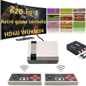Classic Mini Retro Game Console Built in 600 Video Games,Av and HDMI Output Plug and Play Game System with Dual Wireless Game Controllers.(Ashen)