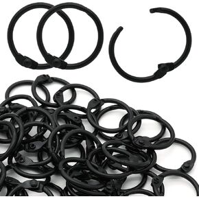 100 Pcs 1/2 Inch Binder Rings, Loose Leaf Binder Book Rings Black Paper Rings, Metal Index Card Rings Binder Clip Rings for Flash Cards, Key Rings, Index Cards (15mm)