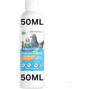 Moxivet بالإضافة إلى السيطرة على طفيلي الطيور الفعالة مع الحمام Moxidectin & Praziquantel (50 مل) ، بالوماس ، الطيور وجميع الحيوانات