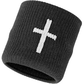 Faith Cross White Drip Wristbands (Pair) in Kuwait