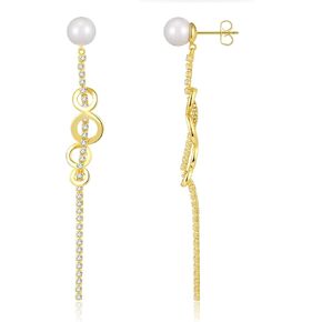 ToHeart Chain Earrings Double Piercing Double Earrings 14k Gold Stud Earrings Hypoallergenic Double Piercing Earrings Lightweight, Silver, No Gemstone in Kuwait