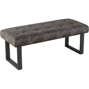 jiexi 45.3'' Upholstered Quality Cloth Fabrics Bench with Metal Leg, Button Tufted Design Footstool, Waiting Bedroom Room Reception Bench, Office Chair, for Entryway and Kitchen