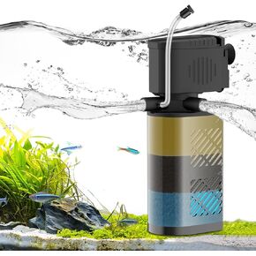 Aquarium Filter for 20-60 Gallon Tanks, Internal Fish Tank Filter, Powerful Submersible Pumps Fish Filter, Turtle Tank Filter, with Dual Water Outlet & Aeration