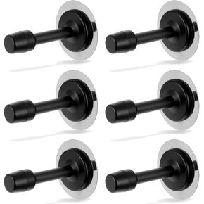 6 Pcs Door Stop, 3.15 Inch Heavy Duty Stainless Steel Door Stopper with Rubber Tips Bumper, Wall Mounted Doors Holder Protection Sound Dampening, Matte Black (2 Installation Ways) in Kuwait