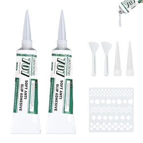 Sock Stop Glue, 3.38 fl oz Transparent Washable Sock Glue, Non-Slip Sock Fabric Paint for Socks, Pet Socks, Floor Mats, Blankets (50ML*2)