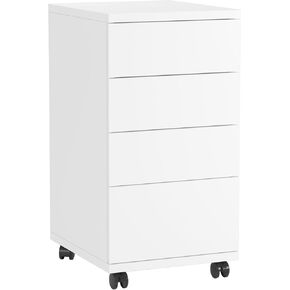 TTVIEW 4-Drawer Chest, Mobile Wood Storage File Cabinet, Filing Cabinet with Wheels, Rolling Pedestal Under Desk White 12.9x15.3X 25 in