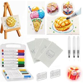 Magic 3D Foam Texture Painting Kit, Magic Puffy Paint, 3D Drawing Canvas Sponge, Puffy Popcorn Texture Painting Kit, DIY Bubble Drawing Pens Art Supplies (1set)