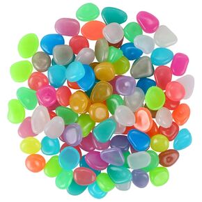 100Pcs Luminous Stones Glow in The Dark Garden Pebbles Stones Rocks, Glowing Rocks for Outdoor Decor, Garden Lawn Yard, Aquarium, Walkway, Fish Tank, Pathway (Mix Color)
