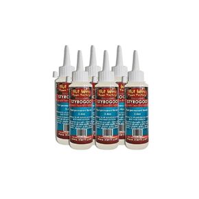 StyroGoo Instant-Tack Foam-Safe Glue, Bonds EPS, XPS Foam to Wood, Metal, Glass, Rubber, Case of (6) 3.4oz Jars