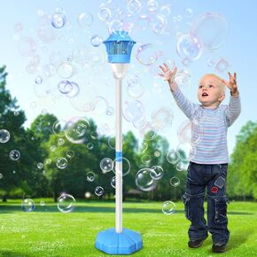 Vertical Bubble Machine with LED Lights & Music – Rechargeable Automatic Bubble Blower for Outdoor, Parties, Weddings – Portable Bubble Maker with Stable Base