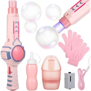 DECHOUS Bubble Machine Wand for Kids Girls - Automatic Smoke Bubble Machine Maker Portable Outdoor Party Gift for Toddlers 3-8 Years Old Girls Birthday Battery Operated (Pink)