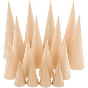 16 PCS Paper Mache Craft Cones Open Bottom Cardboard for Fall Halloween Christmas DIY Gnomes Ornament Cone Tree Decorations DIY Art Crafts Home Decoration Pack- 4 Sizes-13.75 x5, 10.63 x4, 7 x 3, 4 x2