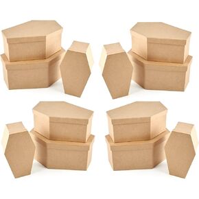 Factory Direct Craft Unfinished Paper Mache Coffin Boxes for Halloween Gothic Crafts and Decorations | Set of 6 Coffins