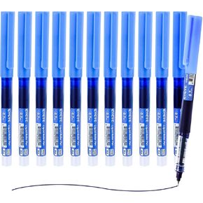 EYEYE Liquid Ink Rollerball Pens 12 Pack, 0.7mm Fine Point Roller Ball Pens Quick Dry, Blue Ink Pens Fine Point Smooth Writing Pens for Journaling, Note Taking, Office and School Supplies