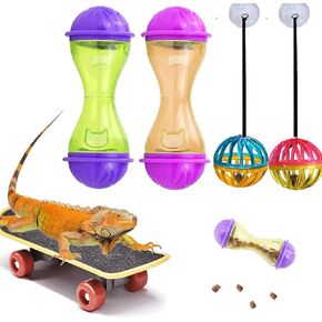 5 Pcs Breaded Dragon Toys Set Balls Bell Reptile Feeder Toy Lizard Feed Balls Enrichment Toy Habitat Terrarium Tank Accessories Interactive Toy for Bearded Dragon Gecko Small Animals