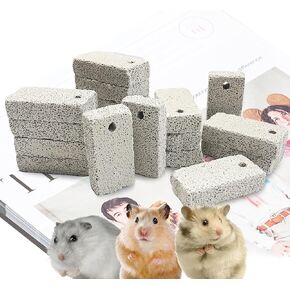 18 Pcs Small Animal Pet Lava Bites Chews Toy Mineral Calcium Stone Bunny Teeth Grinding Block for Hamster Chinchilla Rabbit Squirrel Rat Parrot Guinea Pig