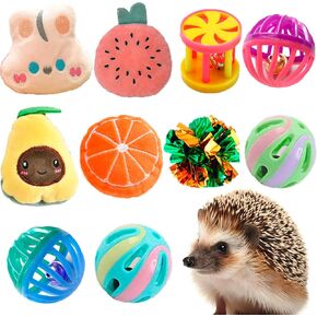10 pcs Cute Hedgehog Enrichment Toys Hedgehog Supplies Cage Accessories Small Animal Ball Bell Pet Interactive Stuffed Toys Exercise Ball for Hamster Lizard Turtle Rats