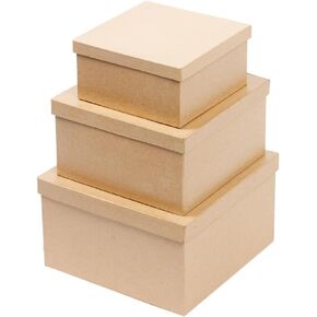 Factory Direct Craft Handcrafted Paper Mache Round Boxes - 3 Boxes