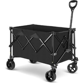 Folding Trolley Rolling Cart with All-Terrain Wheels and Telescoping Handle for Baggage Hauling and Shopping and Outdoor Sports 200LBS and 70L Load Capacity