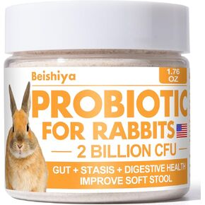 Probiotics for Rabbits, 2 Billion CFUs, Rabbit Digestive Health Support, All-Natural Rabbit Probiotics for Gut Health, Prevent GI Stasis & Soft Stool, Reduce Diarrhea & Gas, 125 Servings