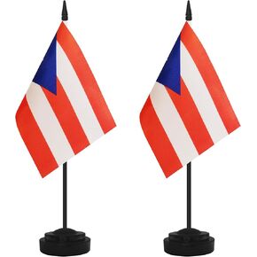 2 Pack USA Desk Flag Set, American Desktop Small Miniature Table Office Flag with 12" Black Pole and Black Base, Offices, Classroom, Home, Festival Decoration (USA)