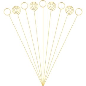 Ferraycle 40 Pieces Floral Card Holder Picks 13 Inch Metal Wire Circle Swirl Round Card Clips for Centerpieces Table Name Number Picture Flower Holder Sticks for Wedding Party Birthday Cake Topper