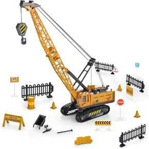 Joyfia 1: 55 Scale Crawler Crane Toy with Operating Buttons, Kids Construction Crane Vehicle Alloy Model Car, Boys Outdoor Sandbox Truck Toys Playset, Toddlers 3-8 Years Old Gifts