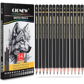 Professional Sketching Pencil for Drawing,14 Pack, Graphite Pencils, (12B-5H), Art Pencils for Drawing and Shading, Sketching, Ideal for Beginners & Pro Artists