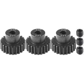 32P 23T RC Car Gear Set | 45# Steel Black Oxide | 5mm Bore +0.03mm | Precision Engineered Motor Pinion Gear Compatible with Traxxas/ARRMA/HPI/Kyosho (3-Pack with M4 Set Screws)