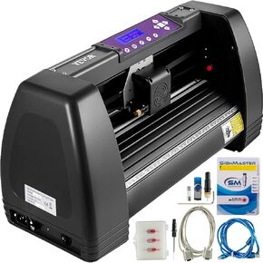 VEVOR Vinyl Cutter, 14 in / 375 mm Vinyl Plotter, Off-line Cutting Machine with LCD, Desktop Design, Adjustable Force and Speed for Sign Making Plotter Cutter, Available with COM, USB and U-Disk 3 Por